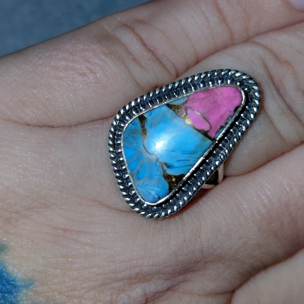 Cotton Candy Turquoise Sterling Silver Ring